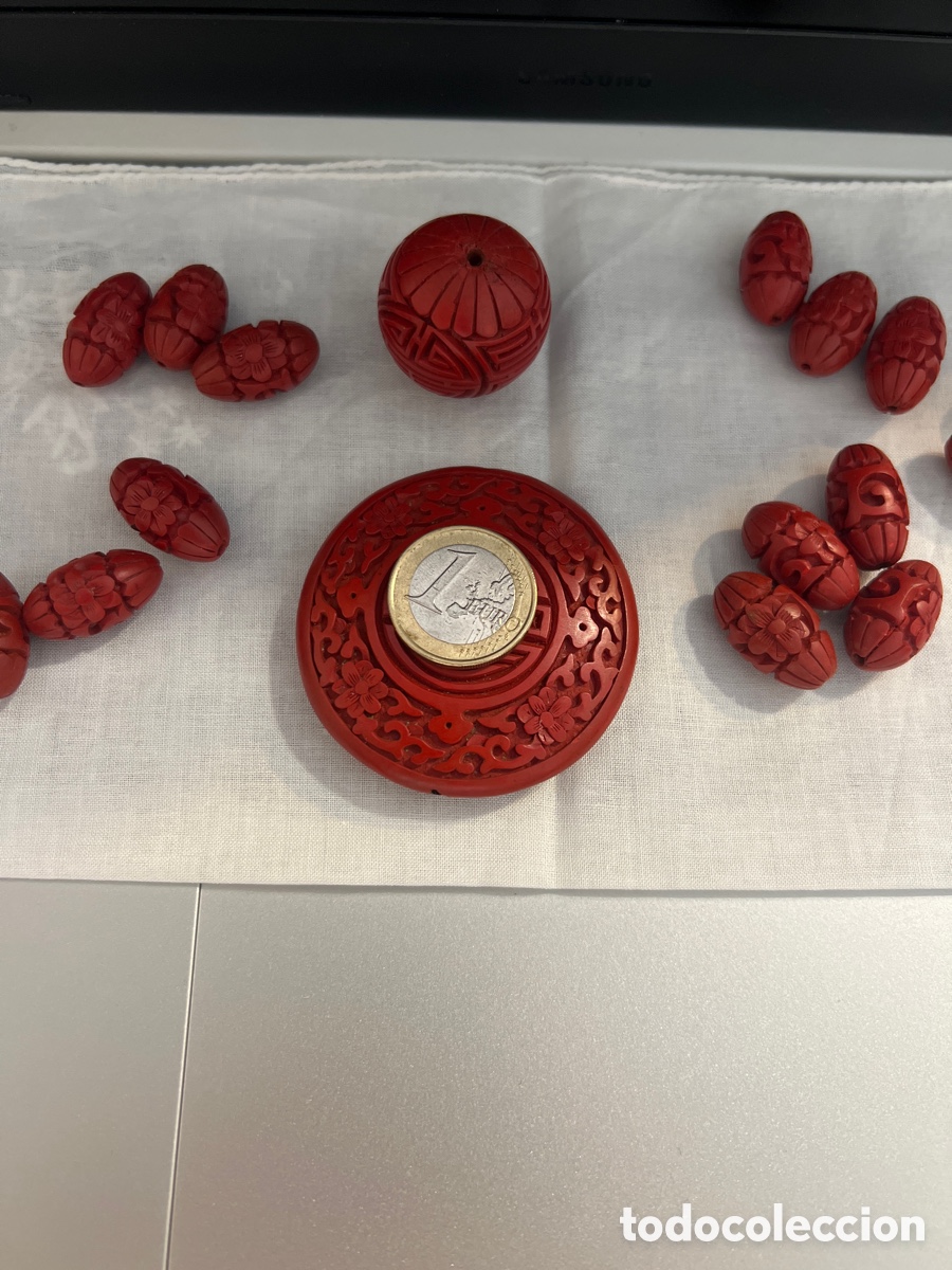 Joyeria: CONJUNTO DE CUENTAS DE CINABRIO TALLADAS - Foto 6