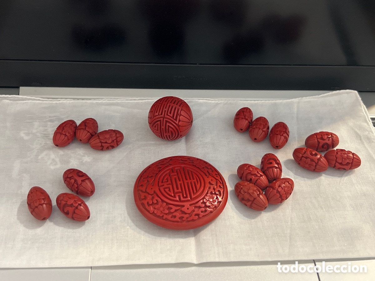 Joyeria: CONJUNTO DE CUENTAS DE CINABRIO TALLADAS - Foto 1
