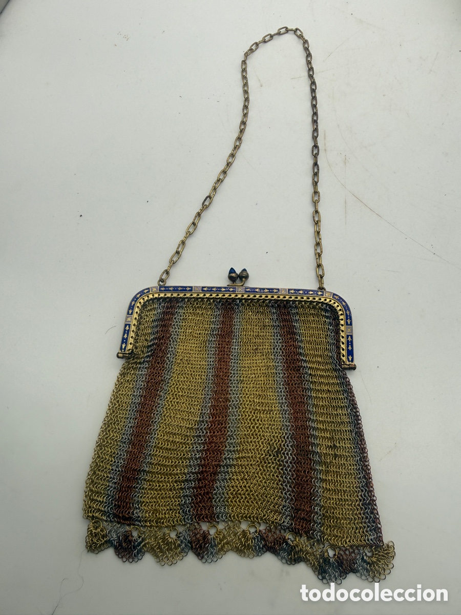 Joalheria: Bolso Art D&eacute;co de malla met&aacute;lica esmaltada, c. 1920