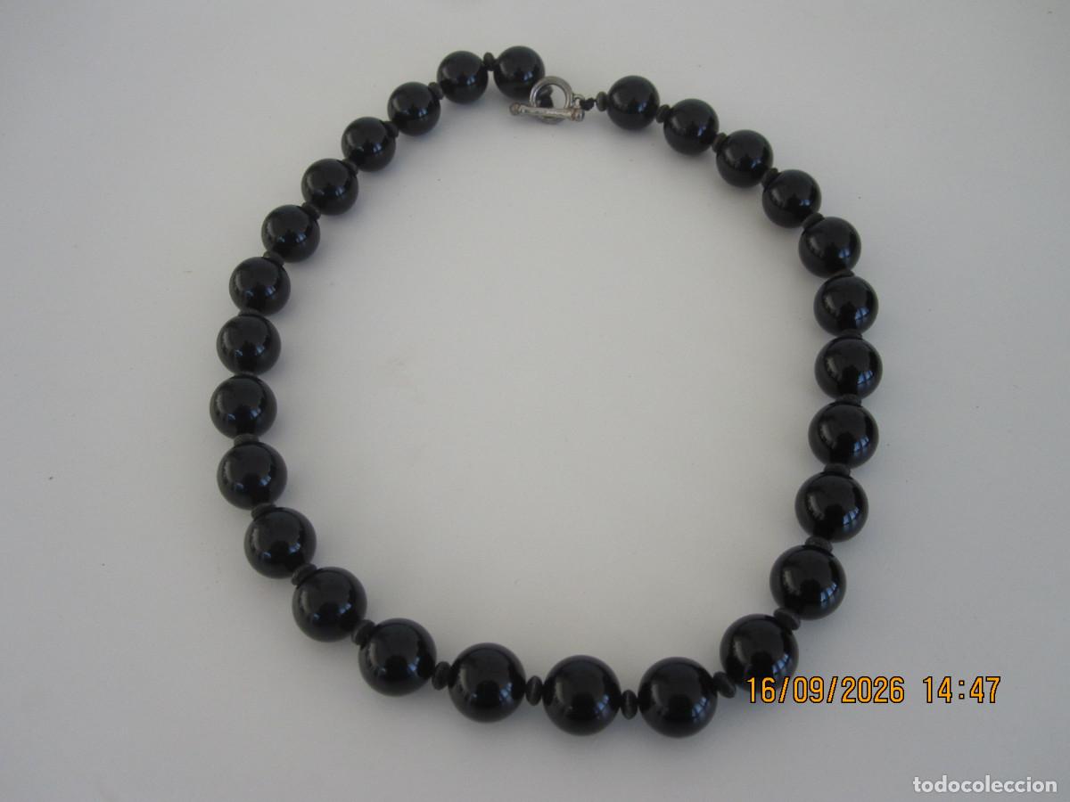 Joyeria: antiguo Collar Onix con cierre de plata - Foto 4