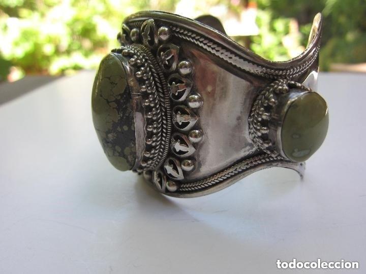 Joyeria: GRAN BRAZALETE DE PLATA 925 Y 3 TURQUESAS - Foto 2