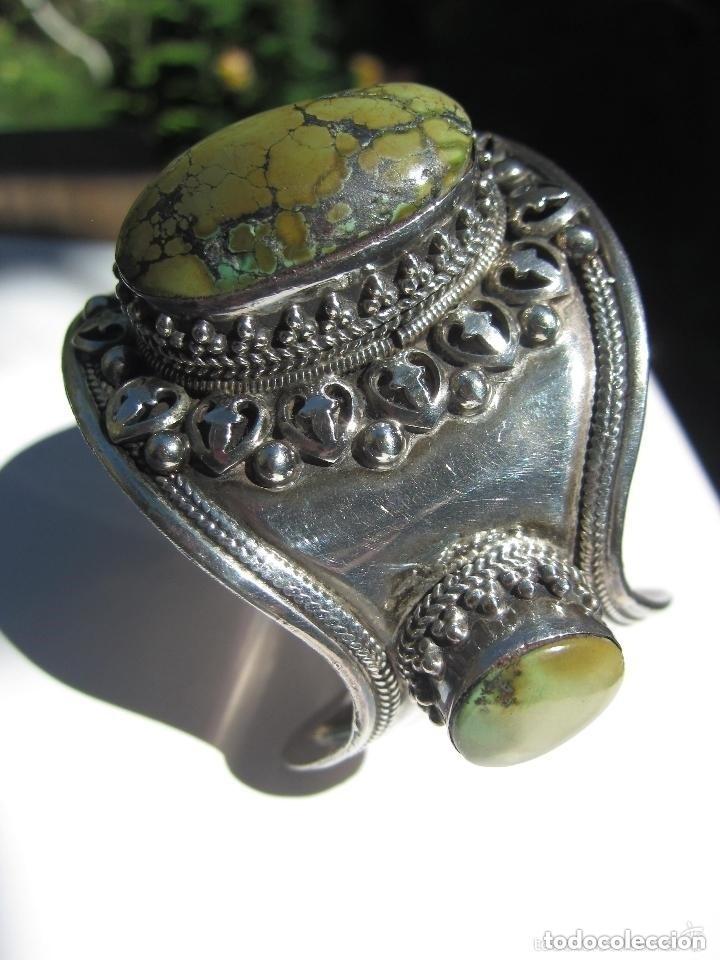 Joyeria: GRAN BRAZALETE DE PLATA 925 Y 3 TURQUESAS - Foto 4