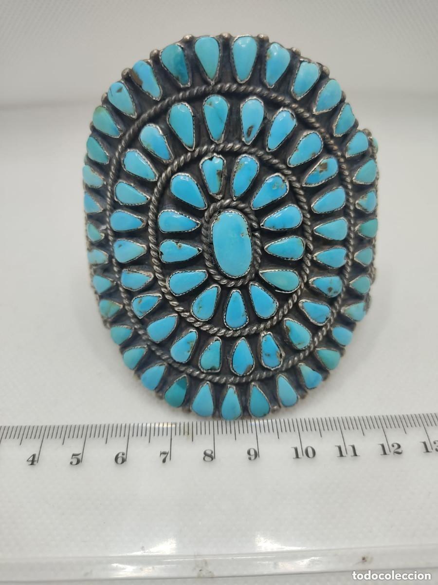Joyeria: Espectacular brazalete plata y turquesas - Foto 3