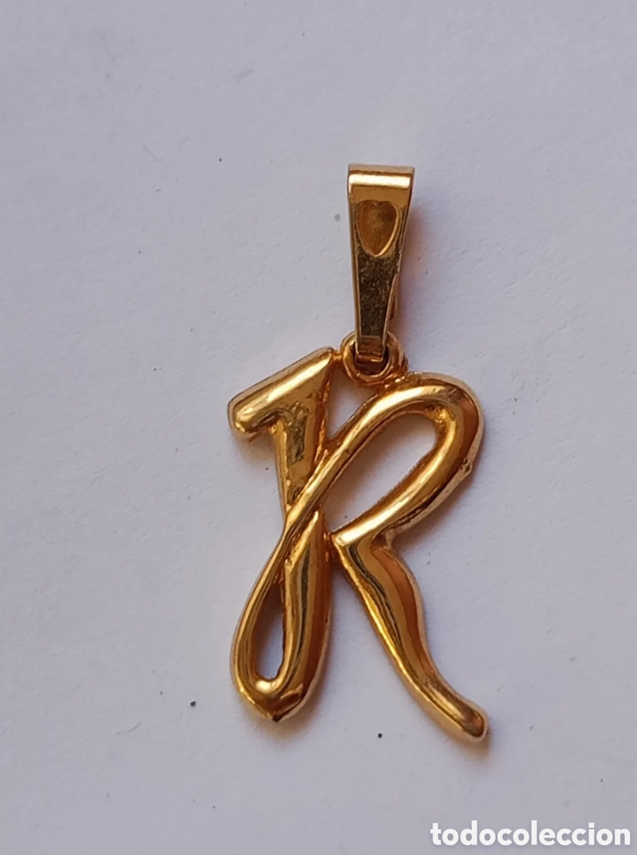 Joyeria: Colgante inicial letra R chapado oro a&ntilde;os 80