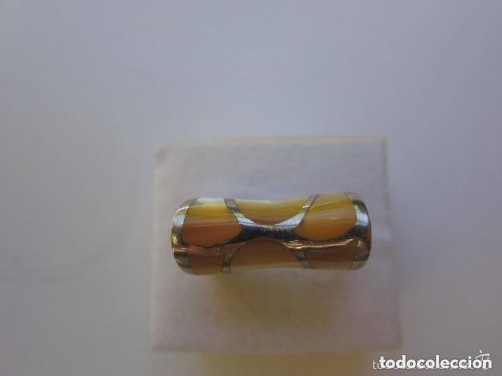 Joyeria: Sortija antigua balinesa de plata e incrustaciones de madreperla - Foto 3