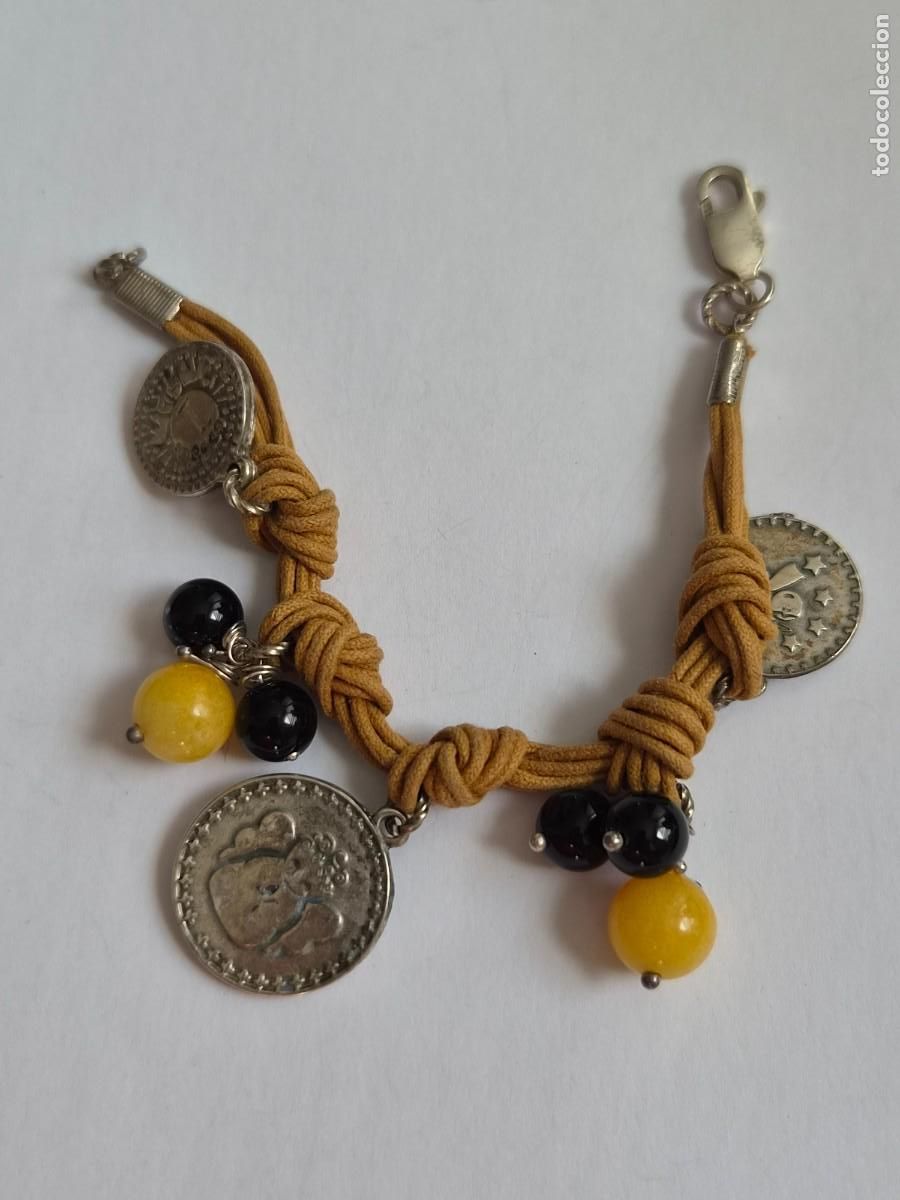 Joyeria: Pulsera Boho Chic de Cordon con Monedas y cierre de plata 925