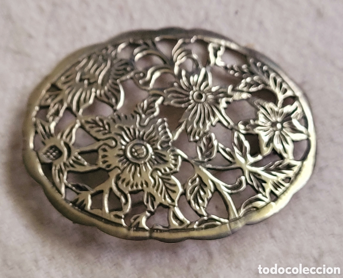 Joyeria: Precioso broche de plata 1a ley 925 con flores