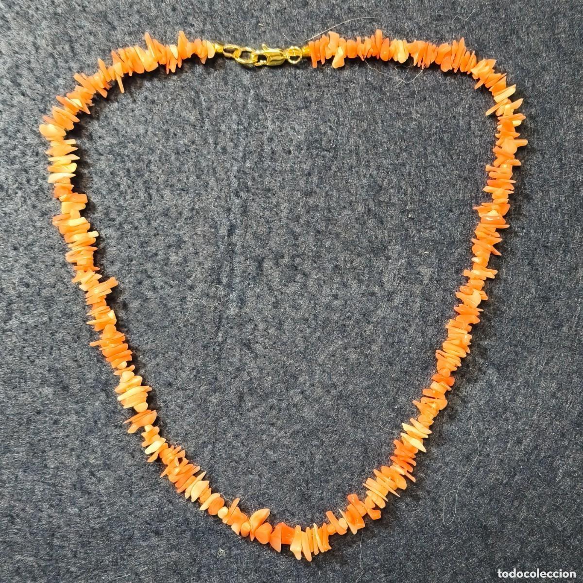 Joyeria: GARGANTILLA DE CORAL MEDITERRANEO ROSA NATURAL TROZOS Y ALPACA DORADA. MED. 45 CMS