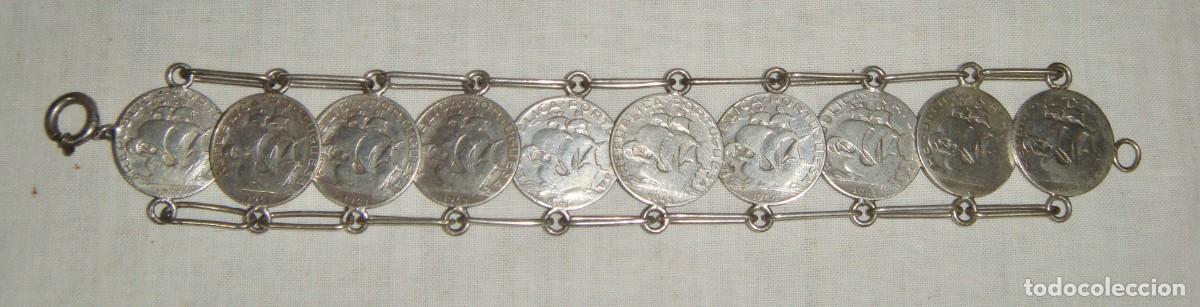 Joyeria: Pulsera de 10 monedas portuguesas de 2,50 escudos &middot; Plata &middot; D&eacute;cada de 1940