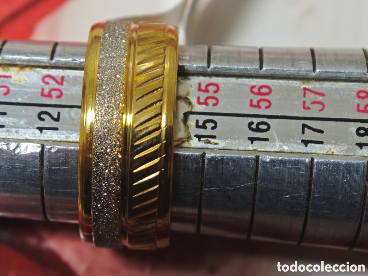 Joyeria: Anillo de acero inoxidable con ba&ntilde;o de oro - Foto 5
