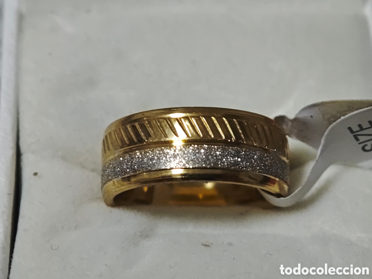 Joyeria: Anillo de acero inoxidable con ba&ntilde;o de oro - Foto 7