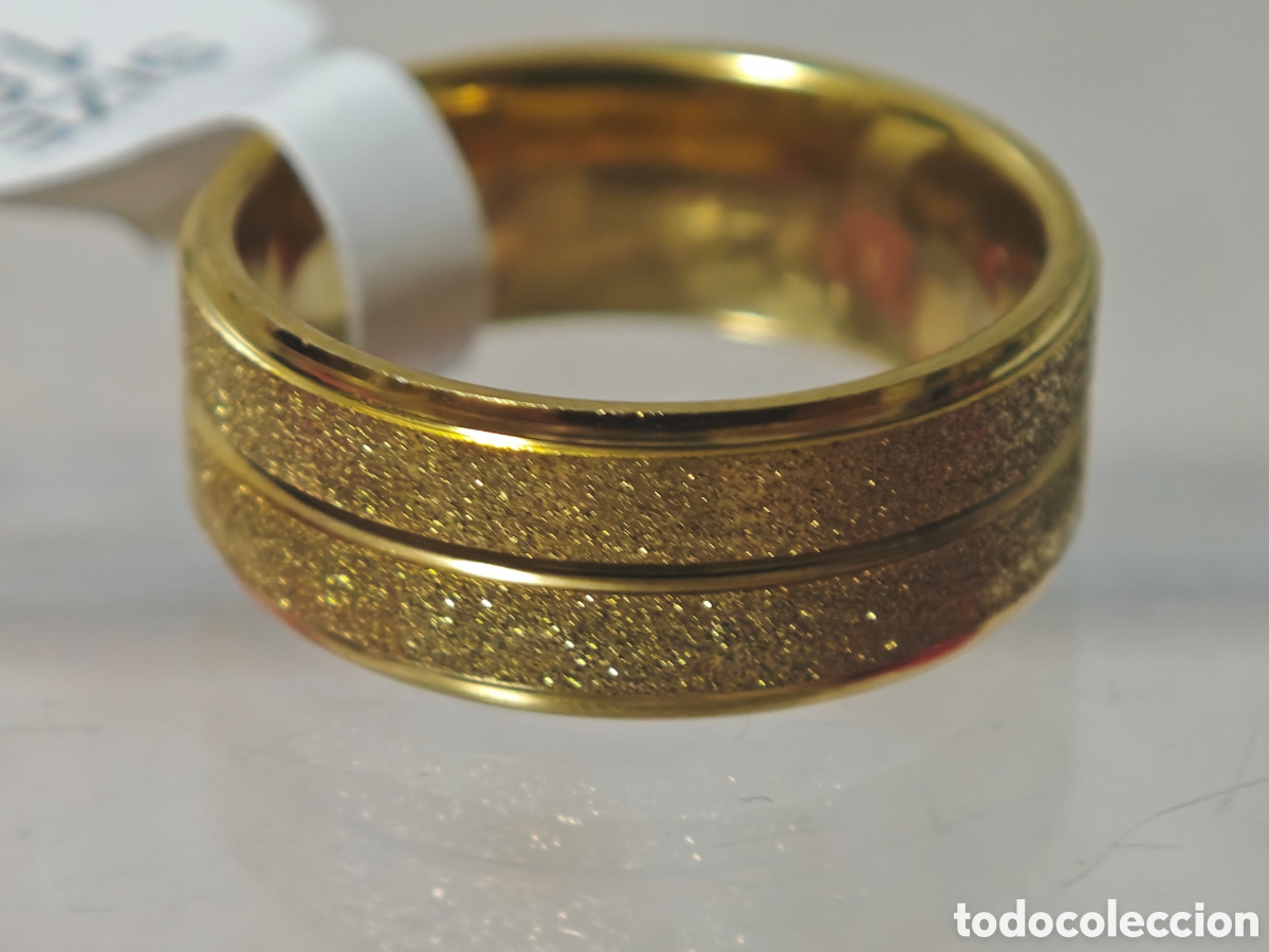 Joyeria: Anillo de acero inoxidable con ba&ntilde;o de oro - Foto 4
