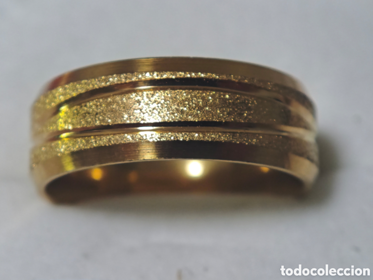 Joyeria: Anillo de acero inoxidable con ba&ntilde;o de oro - Foto 2