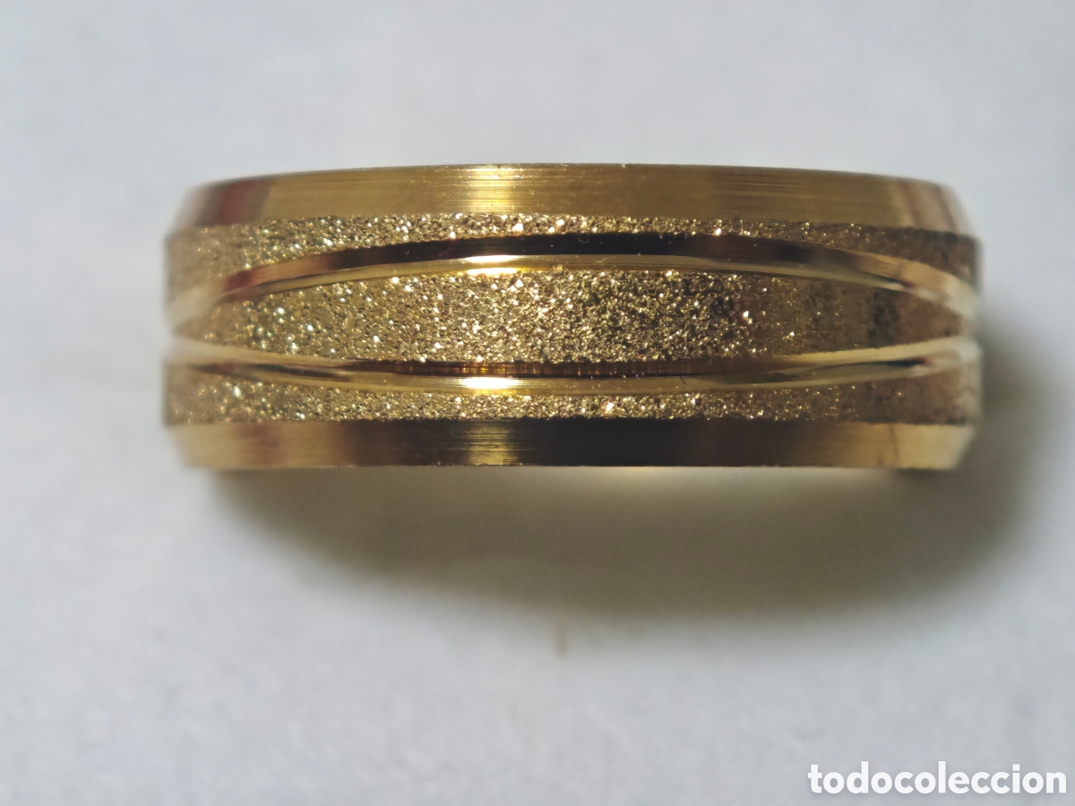 Joyeria: Anillo de acero inoxidable con ba&ntilde;o de oro - Foto 4