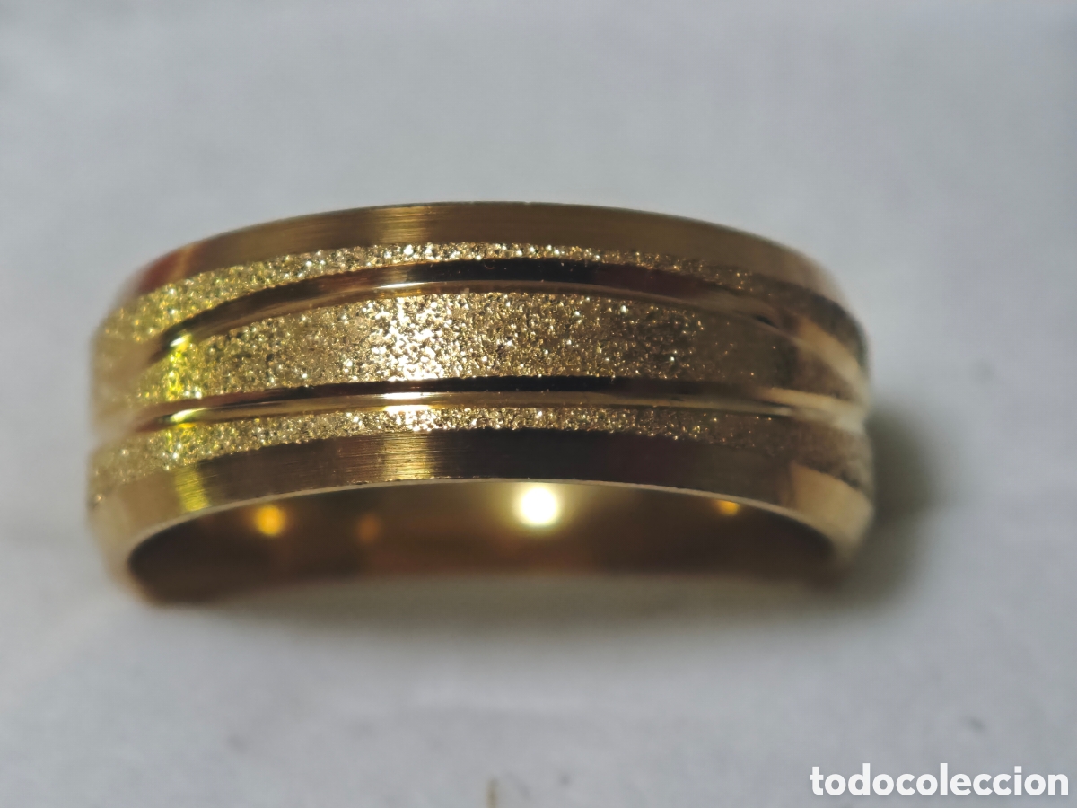 Joyeria: Anillo de acero inoxidable con ba&ntilde;o de oro - Foto 1