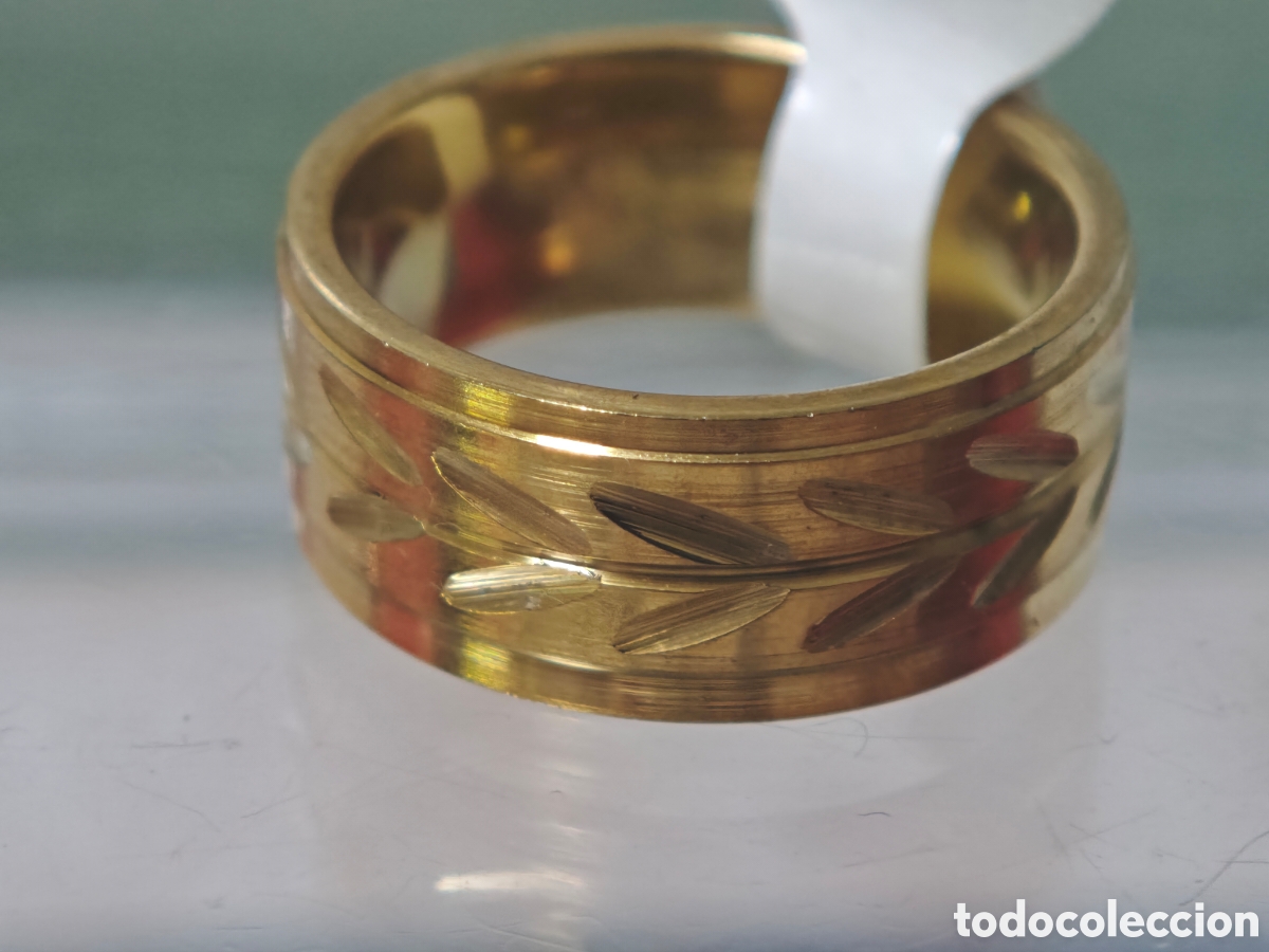 Joyeria: Anillo de acero inoxidable con ba&ntilde;o de oro - Foto 3