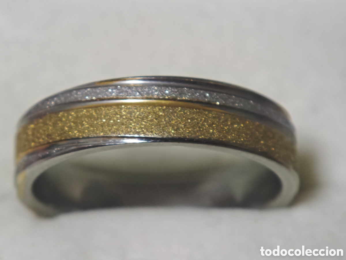 Joyeria: Anillo de acero inoxidable en oro y plata - Foto 2