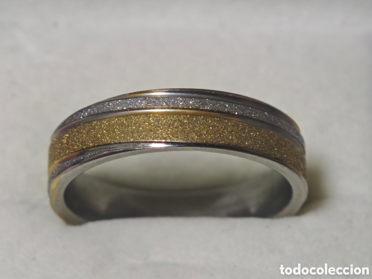 Joyeria: Anillo de acero inoxidable en oro y plata - Foto 3
