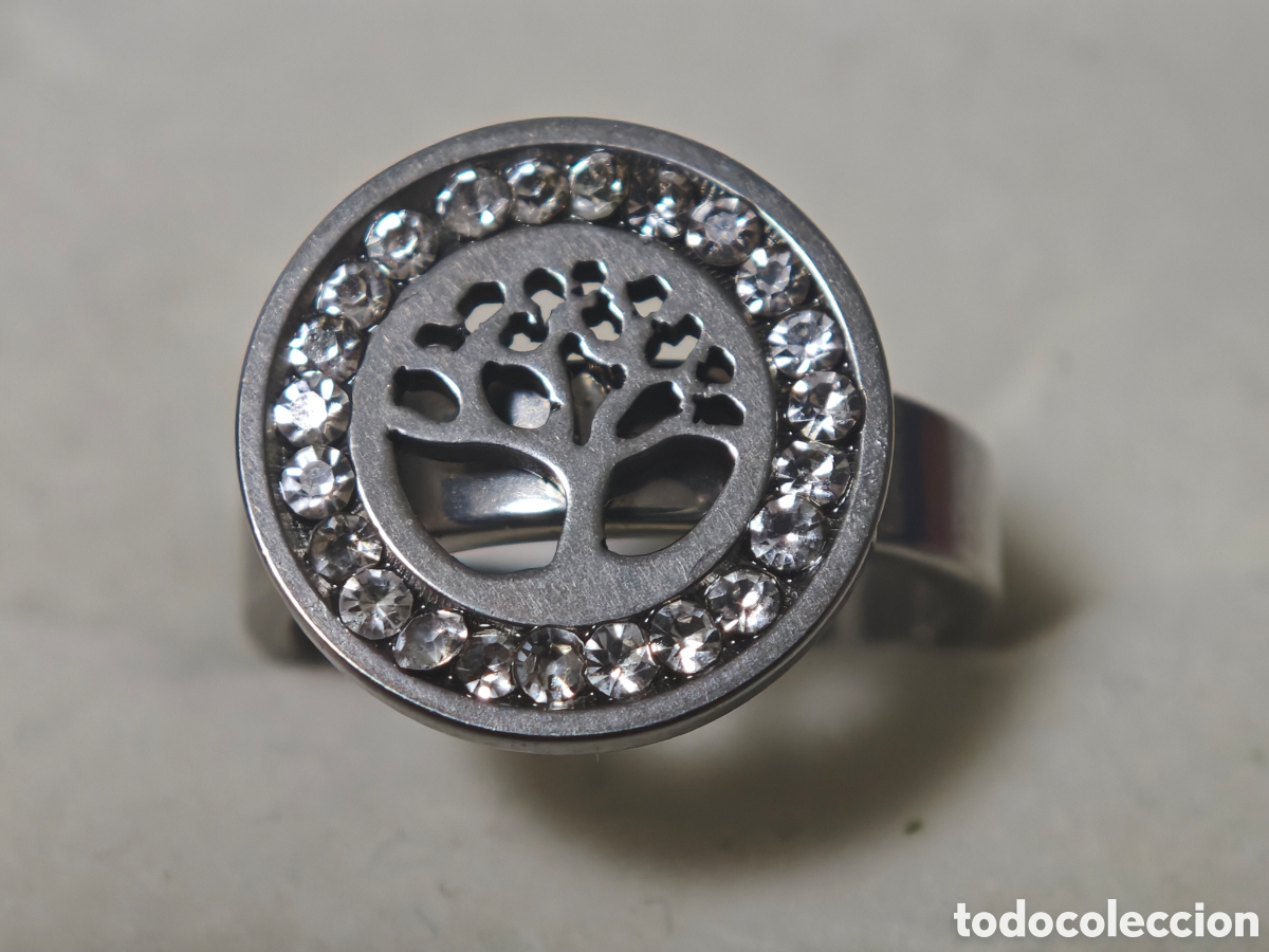Joyeria: Anillo acero inoxidable con circonitas &aacute;rbol de la vida