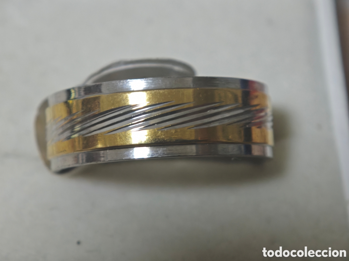 Joyeria: Precioso anillo en acero inoxidable plata y oro hombre
