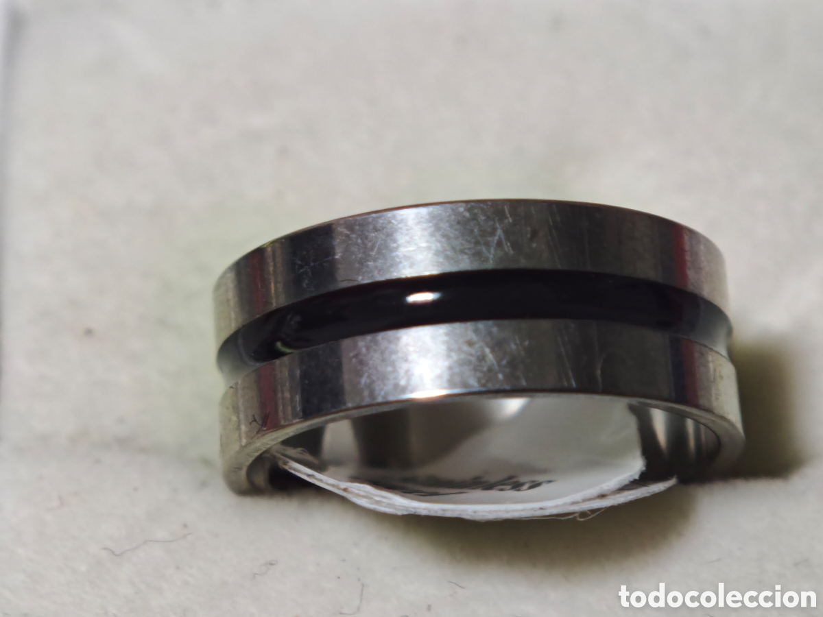 Joyeria: Anillo en acero inoxidable con raya negra - Foto 2