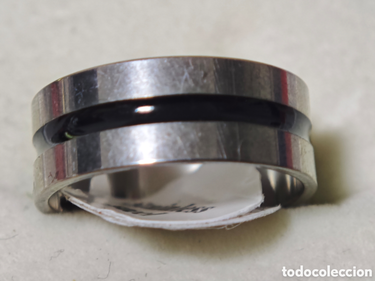 Joyeria: Anillo en acero inoxidable con raya negra - Foto 1
