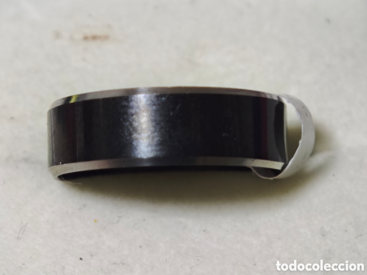 Joyeria: Anillo en acero inoxidable con esmalte negro hombre anti