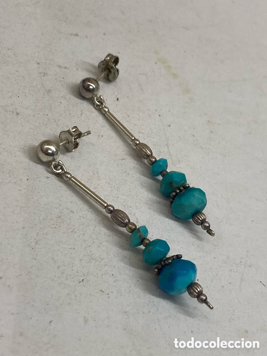 Joyeria: Pendientes de plata y turquesa P529