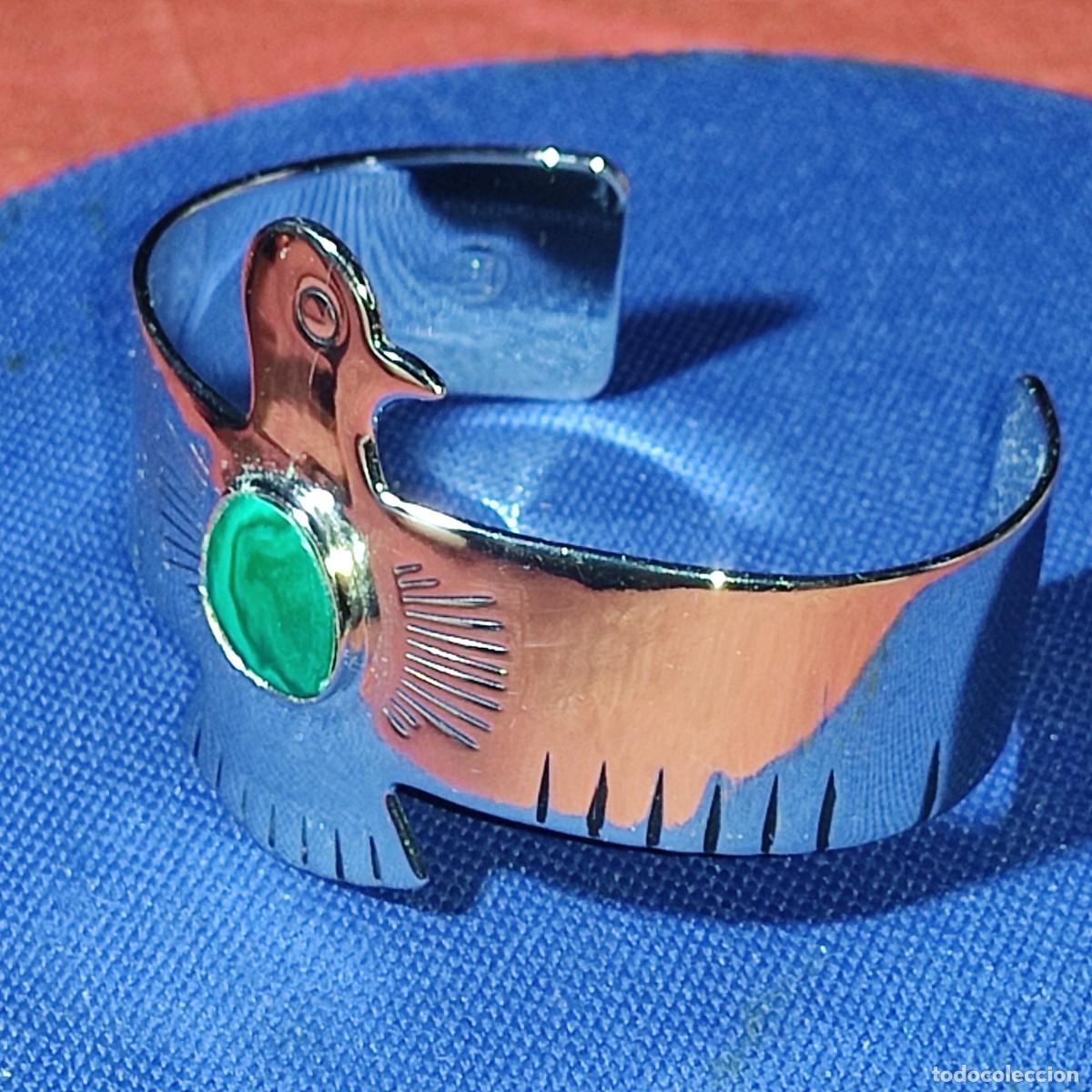 Joyeria: Pulsera ave & pajaro con piedra malaquita.