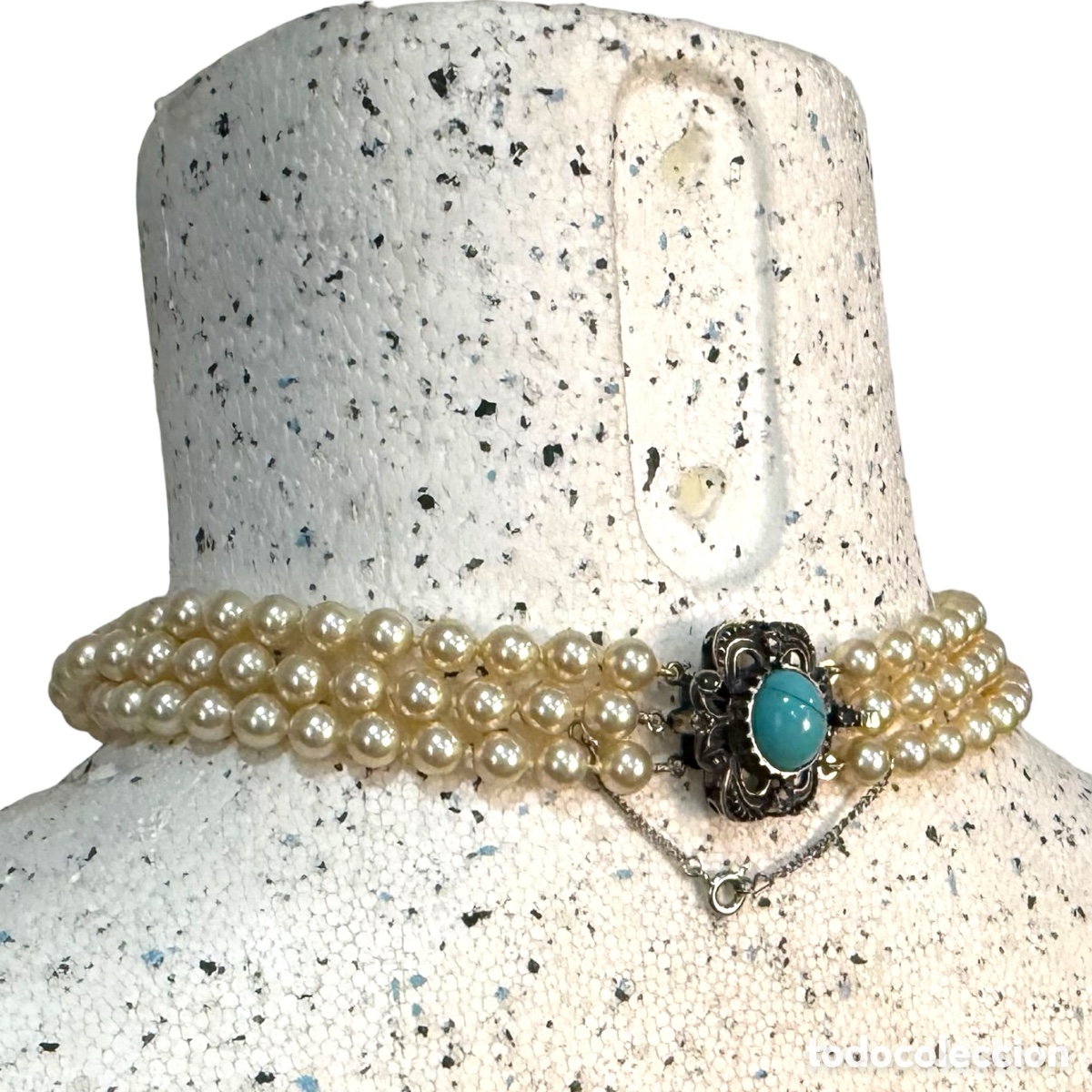 Joyeria: Gargantilla con cierre de plata con perlas Majorica vintage