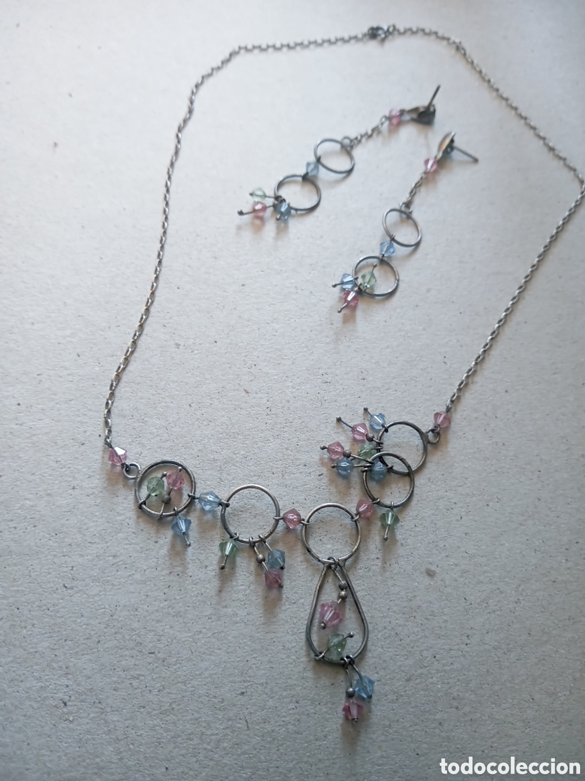 Joyeria: BONITO JUEGO DE COLLAR Y PENDIENTES ANTIGUOS PLATA 925