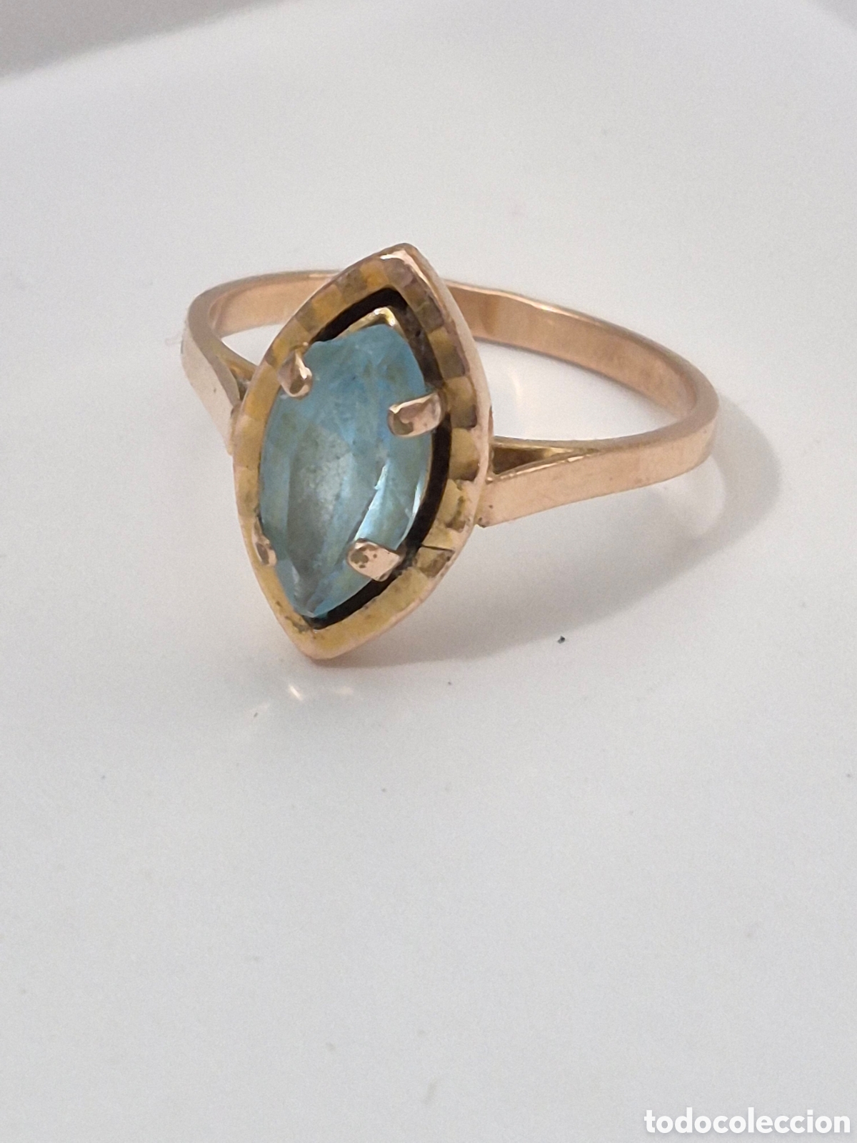 Joyeria: MAGN&Iacute;FICO ANILLO DE PLATA Y ORO ROSA CON AGUAMARINA. REF S5 C ANTIK 100926