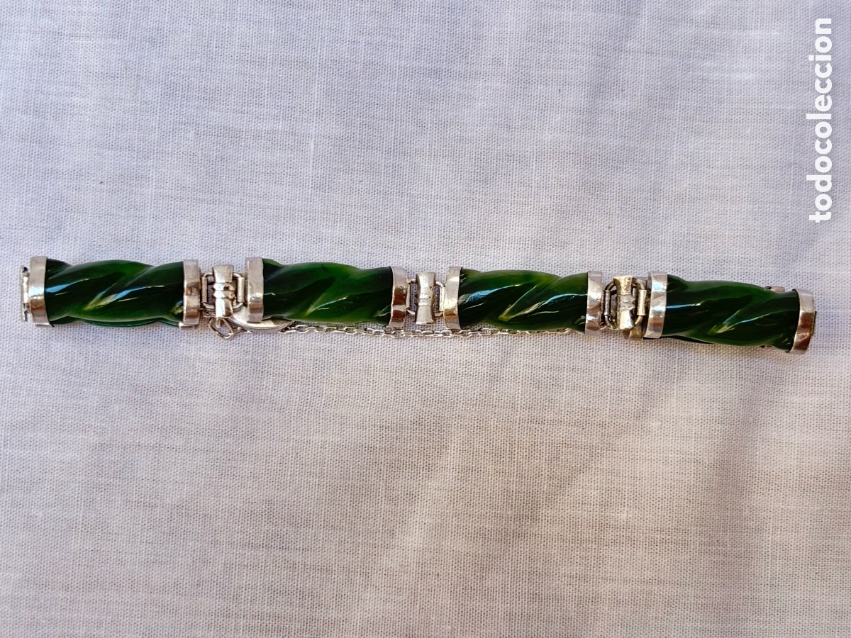 Joyeria: Pulsera de plata con piedras jade 8 cm - Foto 5