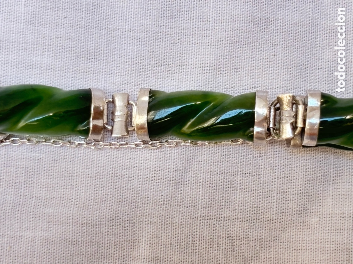 Joyeria: Pulsera de plata con piedras jade 8 cm - Foto 6