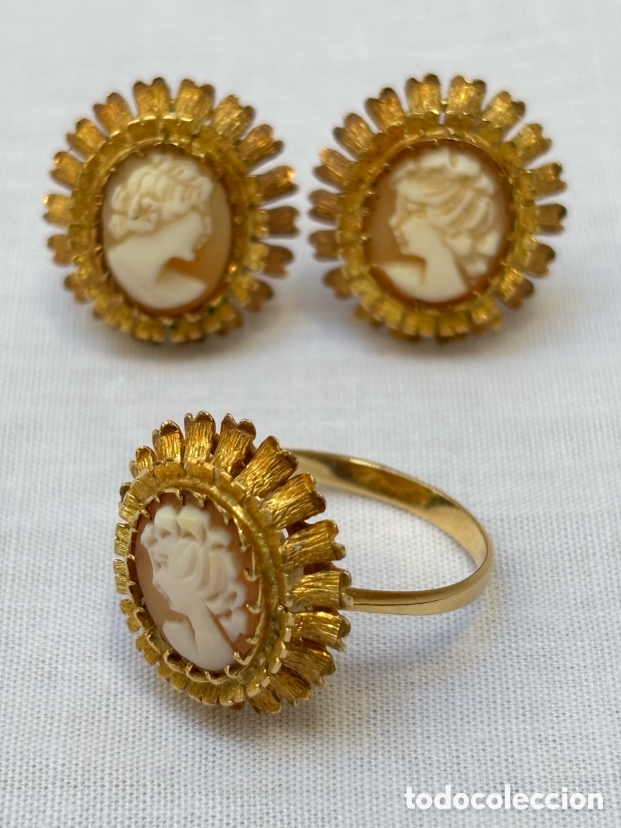 Joyeria: Conjunto de pendientes y anillo de oro de 18K - Foto 6