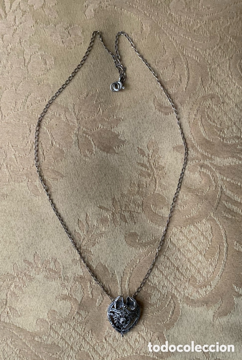 Joyeria: ANTIGUO COLGANTE CORAZON DE PLATA Y MARQUESITAS - Foto 2