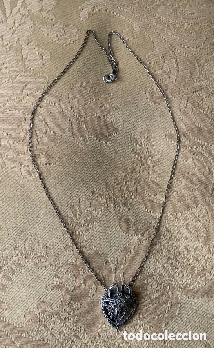 Joyeria: ANTIGUO COLGANTE CORAZON DE PLATA Y MARQUESITAS - Foto 6