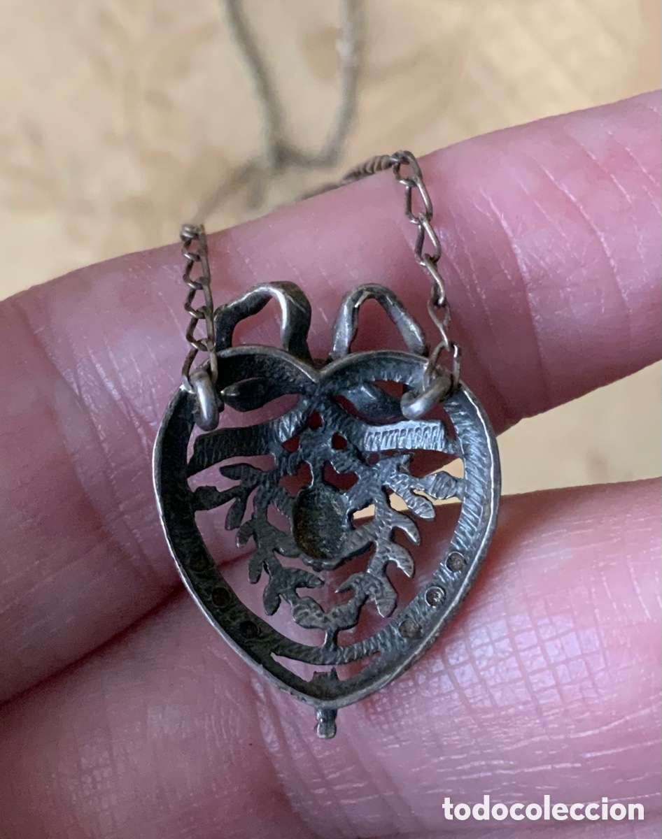 Joyeria: ANTIGUO COLGANTE CORAZON DE PLATA Y MARQUESITAS - Foto 8