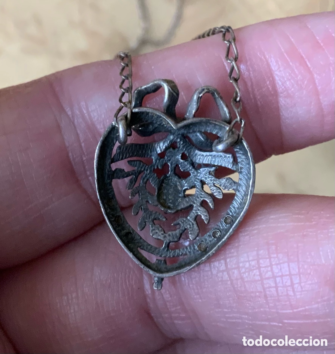 Joyeria: ANTIGUO COLGANTE CORAZON DE PLATA Y MARQUESITAS - Foto 9