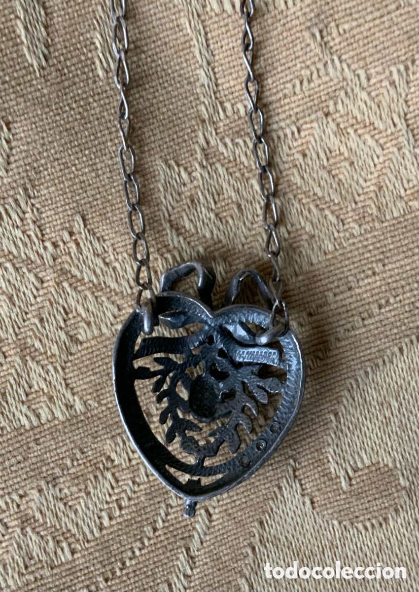 Joyeria: ANTIGUO COLGANTE CORAZON DE PLATA Y MARQUESITAS - Foto 11
