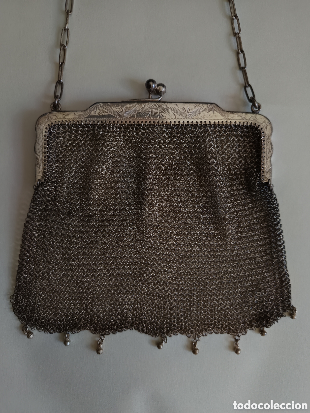 Joyeria: Bolso decorado en malla de plata 800 con cadena - Foto 2