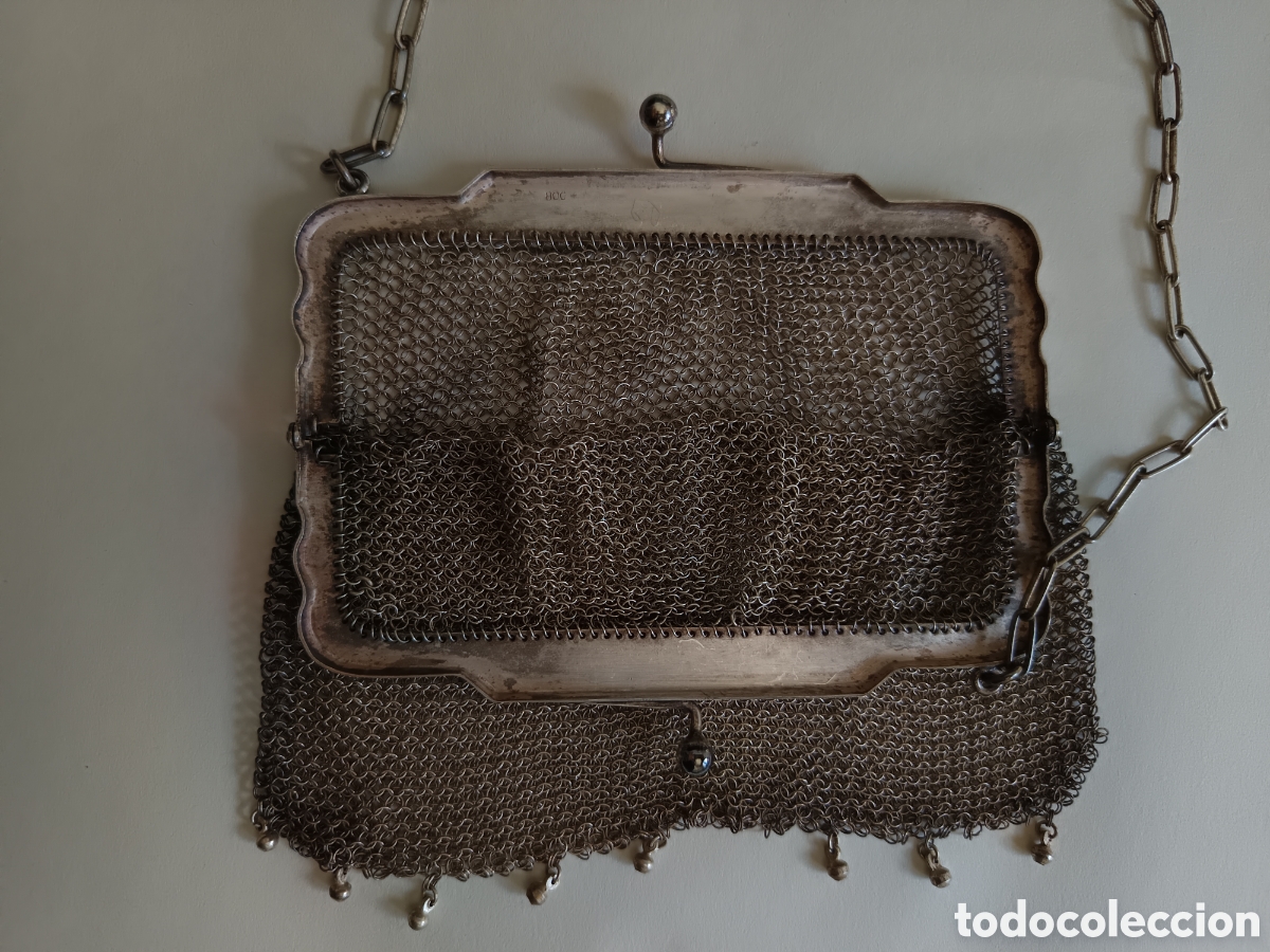 Joyeria: Bolso decorado en malla de plata 800 con cadena - Foto 4