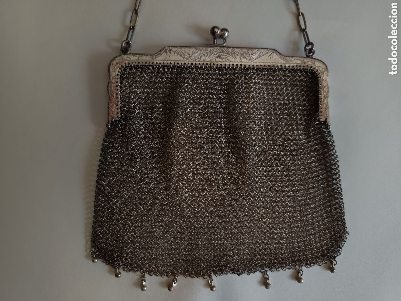 Joyeria: Bolso decorado en malla de plata 800 con cadena - Foto 5