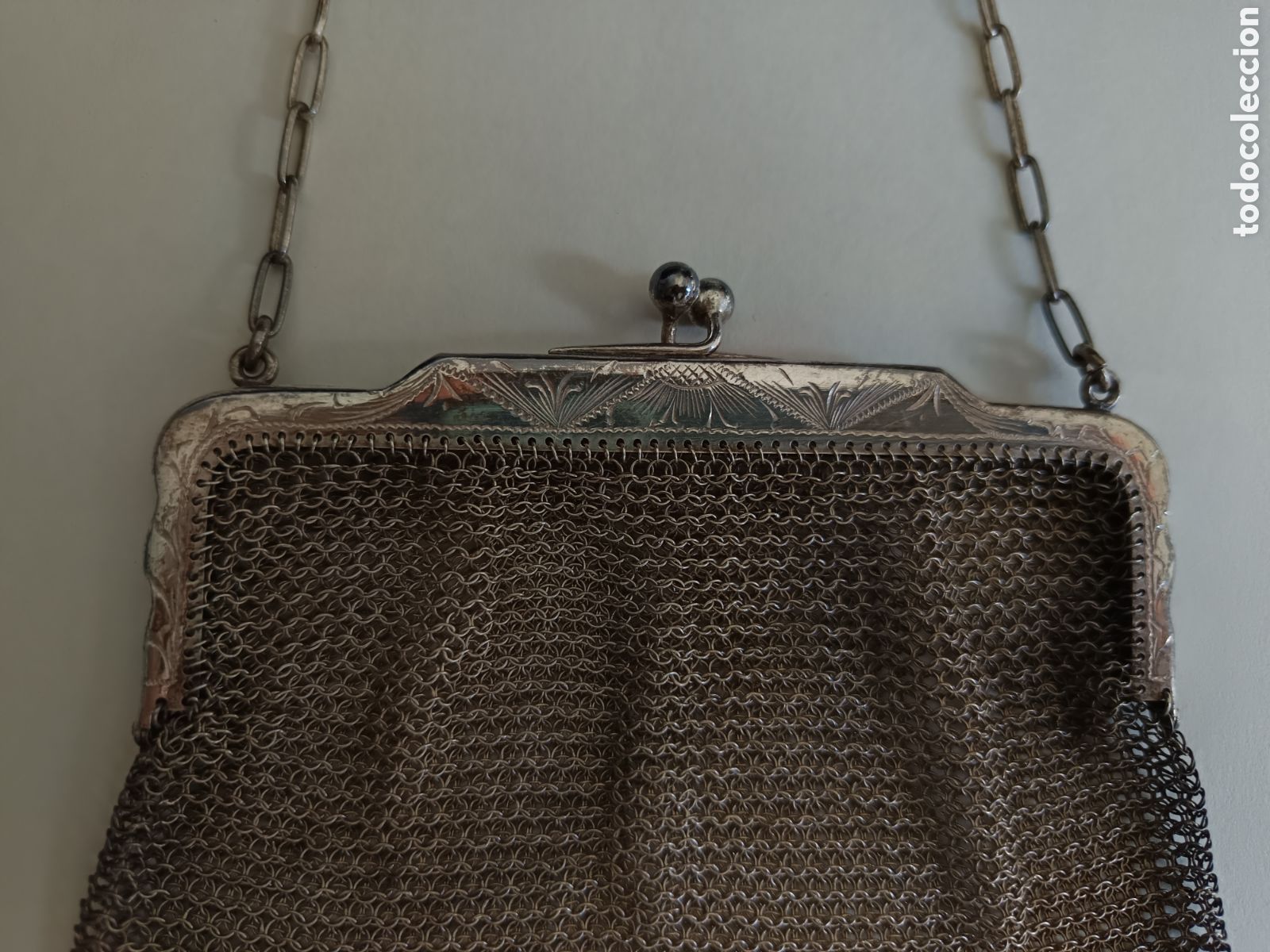 Joyeria: Bolso decorado en malla de plata 800 con cadena - Foto 6