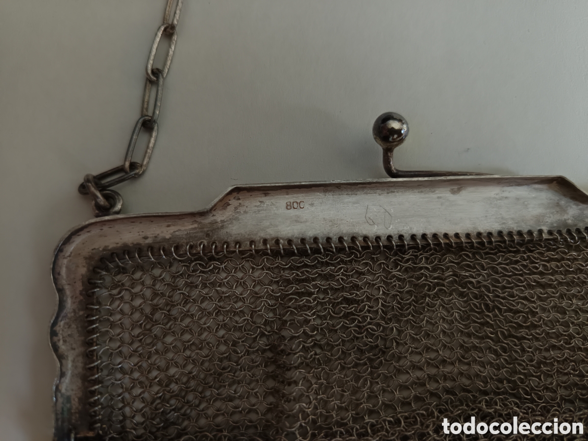 Joyeria: Bolso decorado en malla de plata 800 con cadena - Foto 7