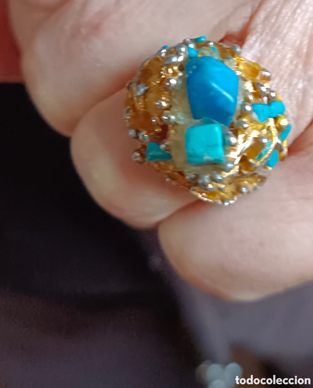 Schmuck: Anillo con piedras color turquesa