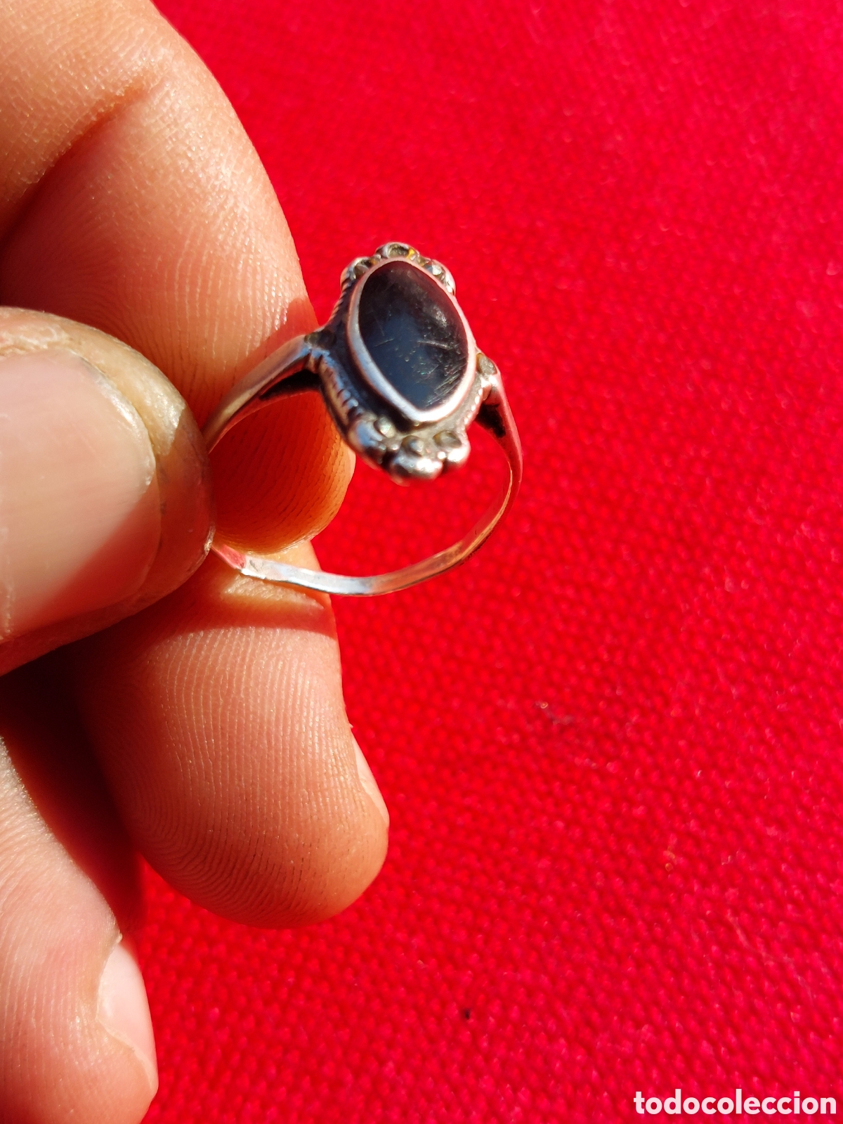Joyeria: Anillo vintage de plata con azabache - Foto 2