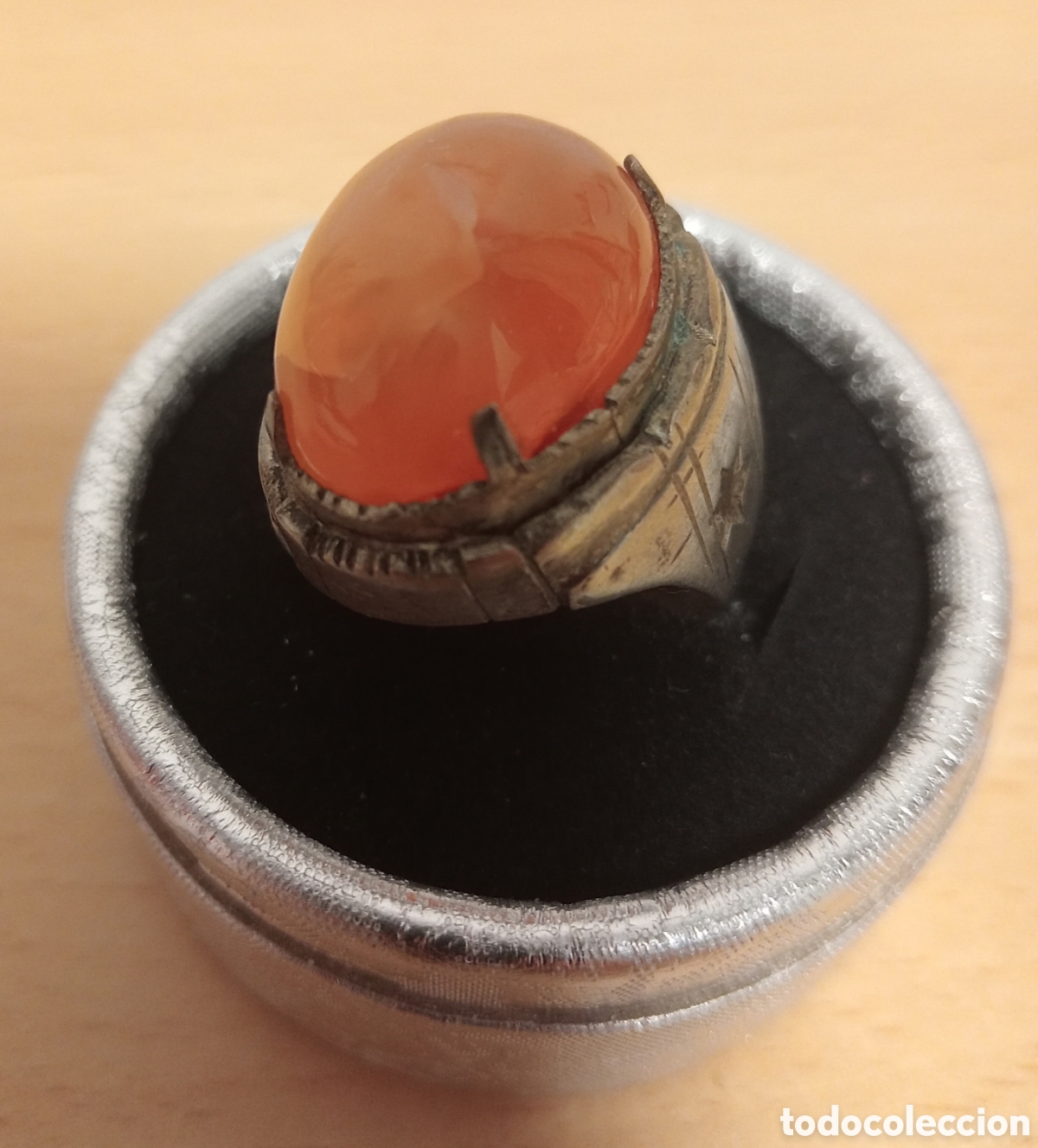 Joyeria: Anillo vintage con piedra cornalina o carneola