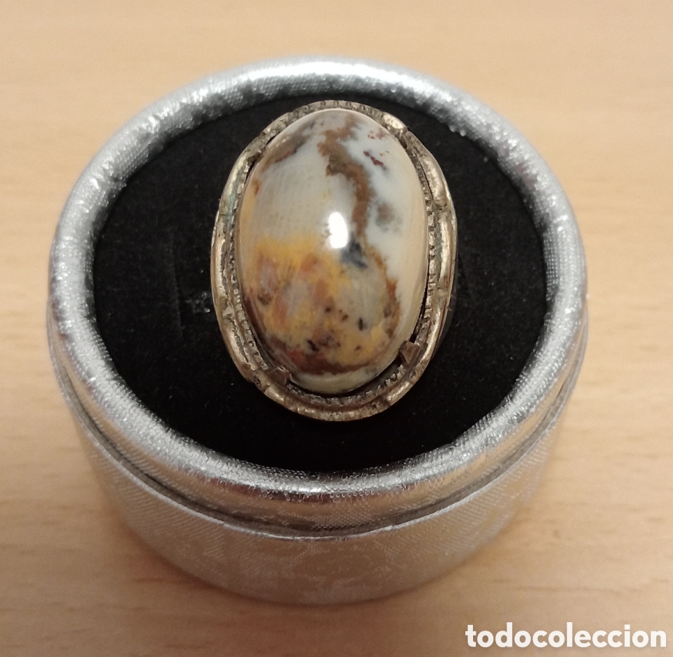 Joyeria: Antiguo anillo con &aacute;gata dendr&iacute;tica - Foto 1