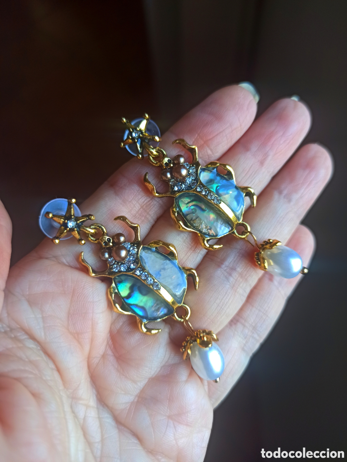 Joyeria: Pendientes escarabajo vintage